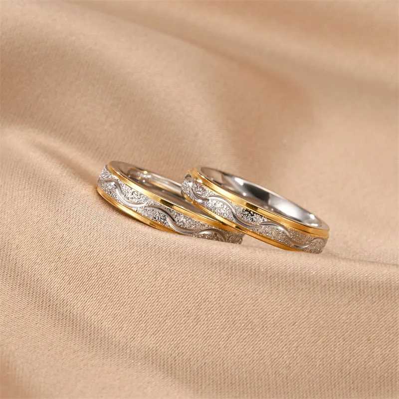 Hot selling stainless steel frosted couple ring mens jewelry Valentines Day gift size 5-13 W250207