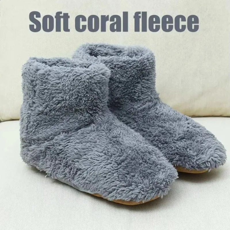 USB Heater Shoes Men Women Winter Warm Snow Boots Foot Warmer Plush Heating Rechargeable Slippers Electric Heated Slippers 250120
