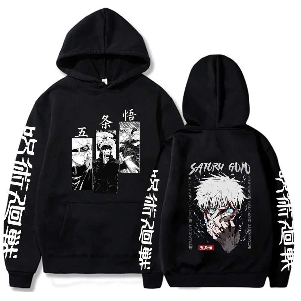 Anime Jujutsu Kaisen Hoodies Men Satoru Gojo Print Sweatshirt Autumn Winter Harajuku Hoody Hooded Streetwear Plus Size Hoodie W250207