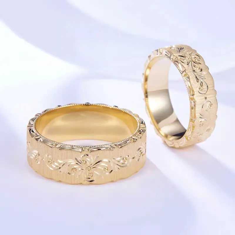 Customized designer hand carved floral style S925 pure silver mens and womens couple rings carved for weddings and engagements W250207