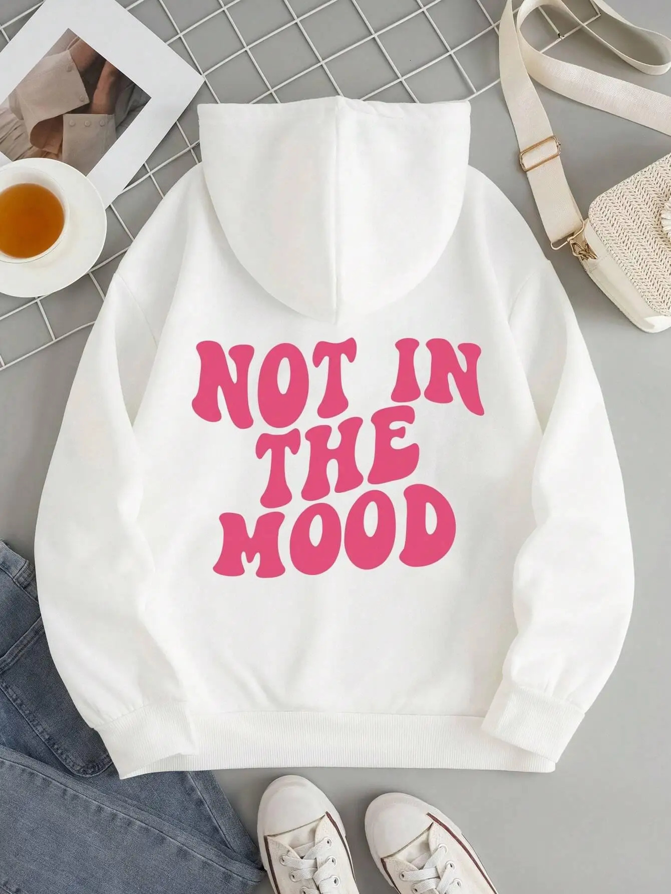 Not In The Mood Personality Letter Male Hoody Fashion SXXL Autumn Sweatshirt High Quality Hooded Simple Casual Sportswear 250207