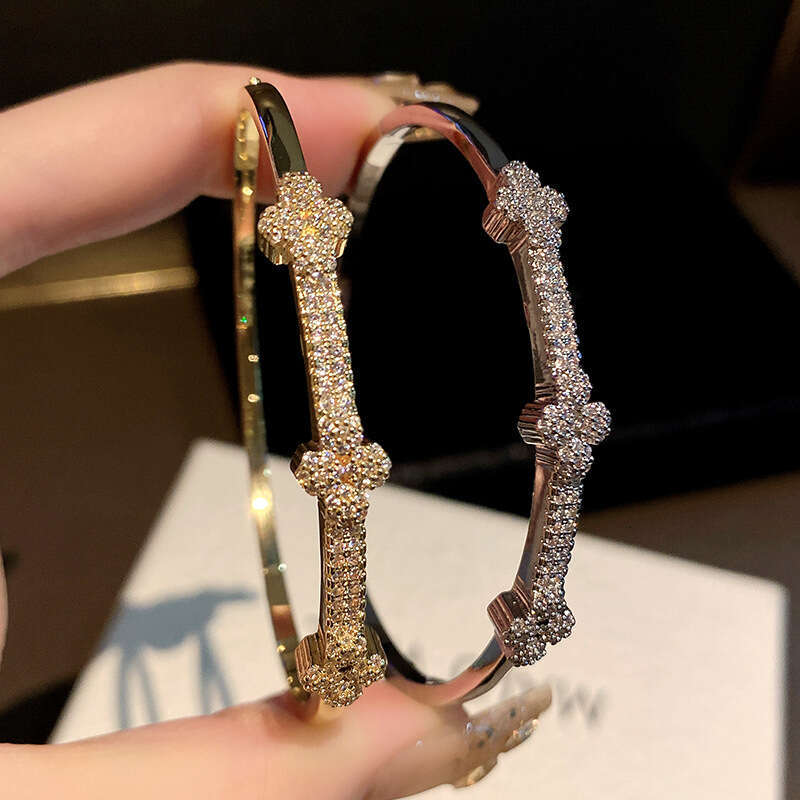 Fashion Micro inlaid Clover Copper Material Niche Trendy Jewelry Bracelet