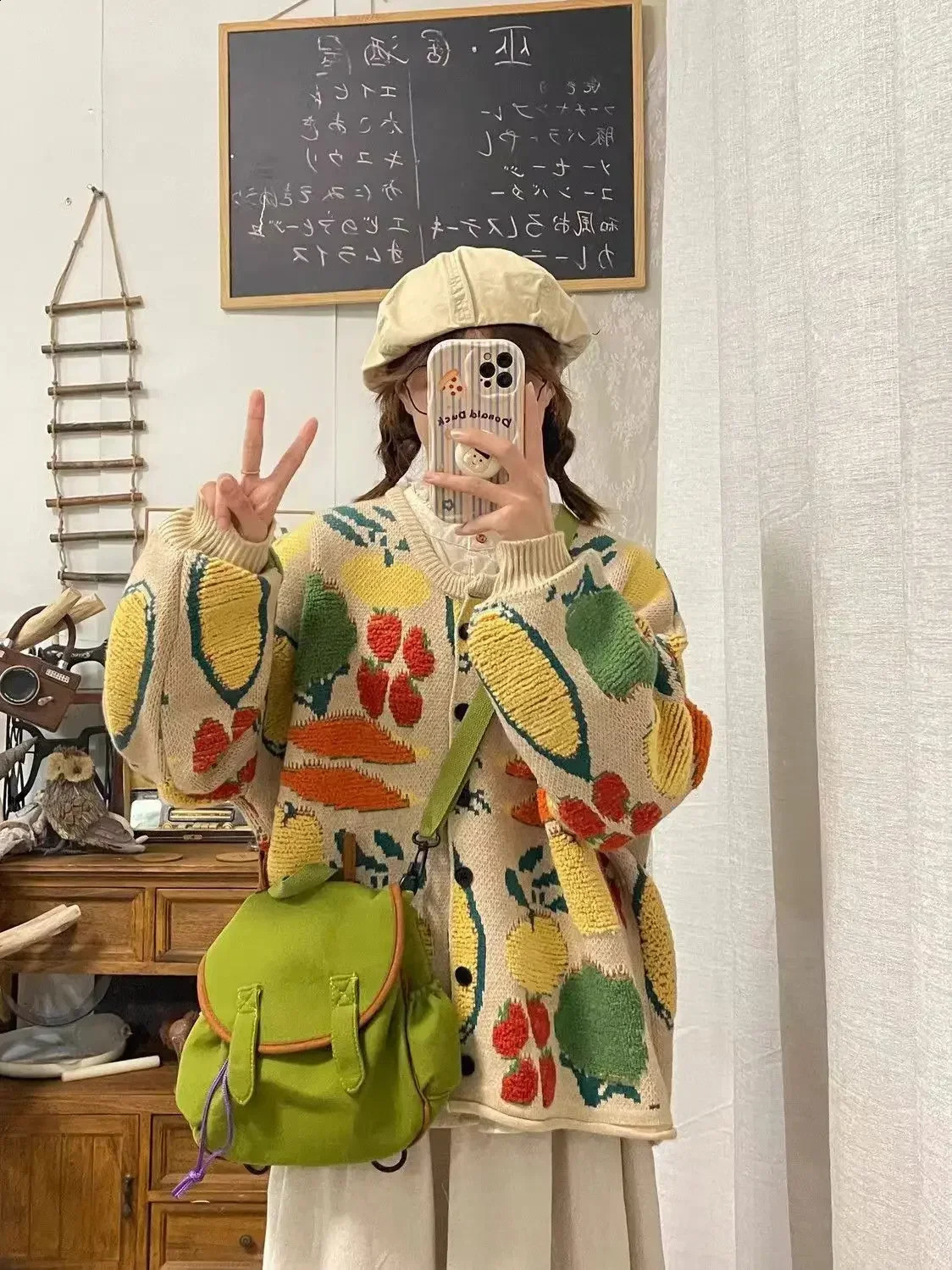 Heavy Industry Jacquard Sweater Women Clothing Spring and Autumn Lazy Style Retro Loose Casual Knitted Cardigan Women Tops 250206