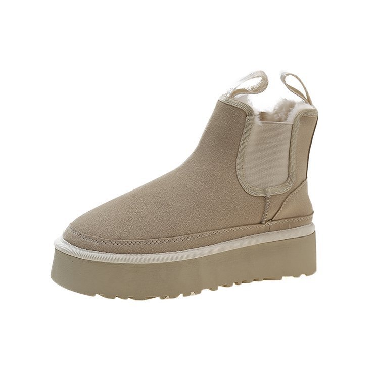 Round toe boots winter shoes womens Australian low Lolita 2023 rubber autumn chiffon Roman lace cotton 35-42