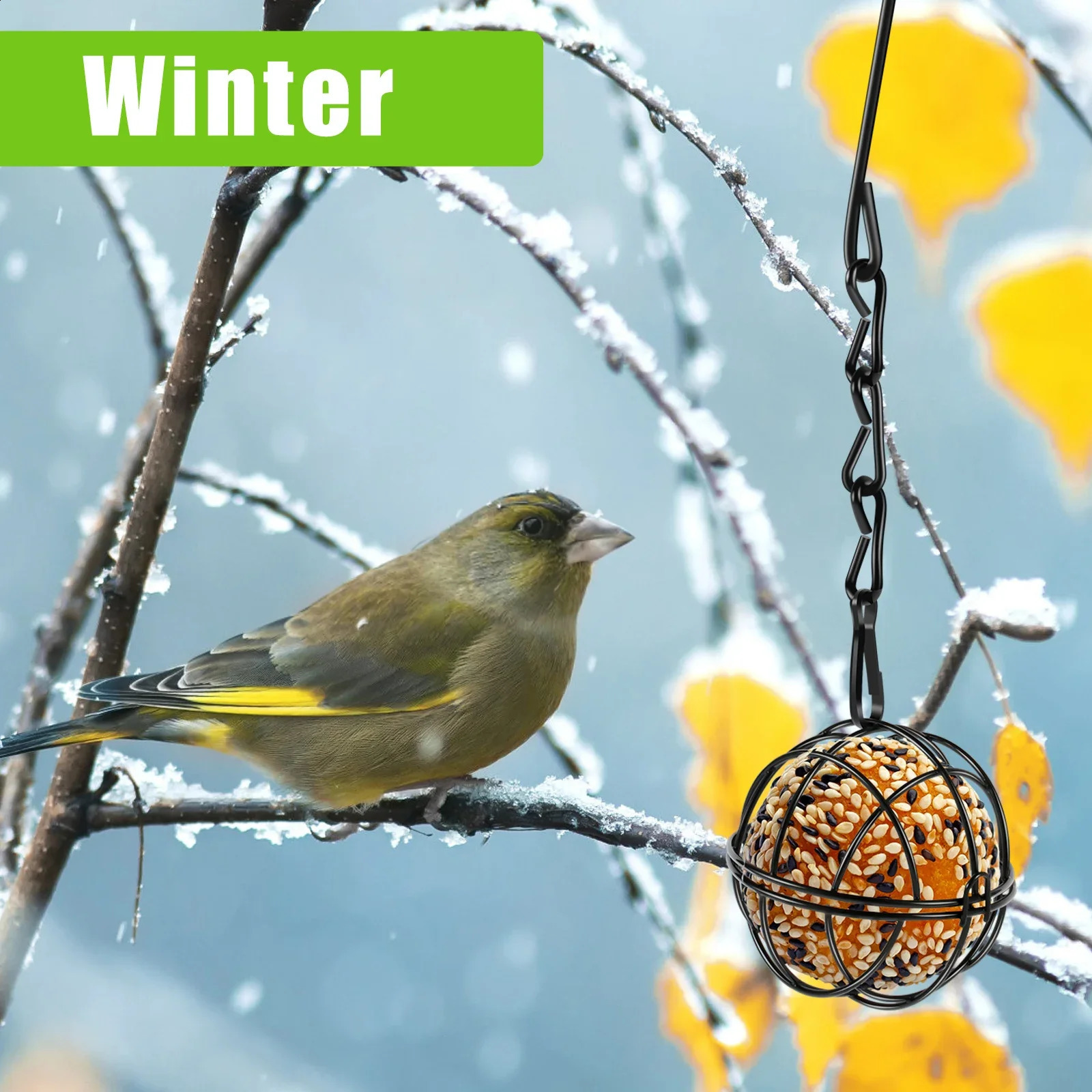 4Pcs Metal Suet Ball Bird Feeder Set with Hanging Chain Squirrel Proof Bird Feeders for Outdoor Garden Hummingbird Feeders 250121