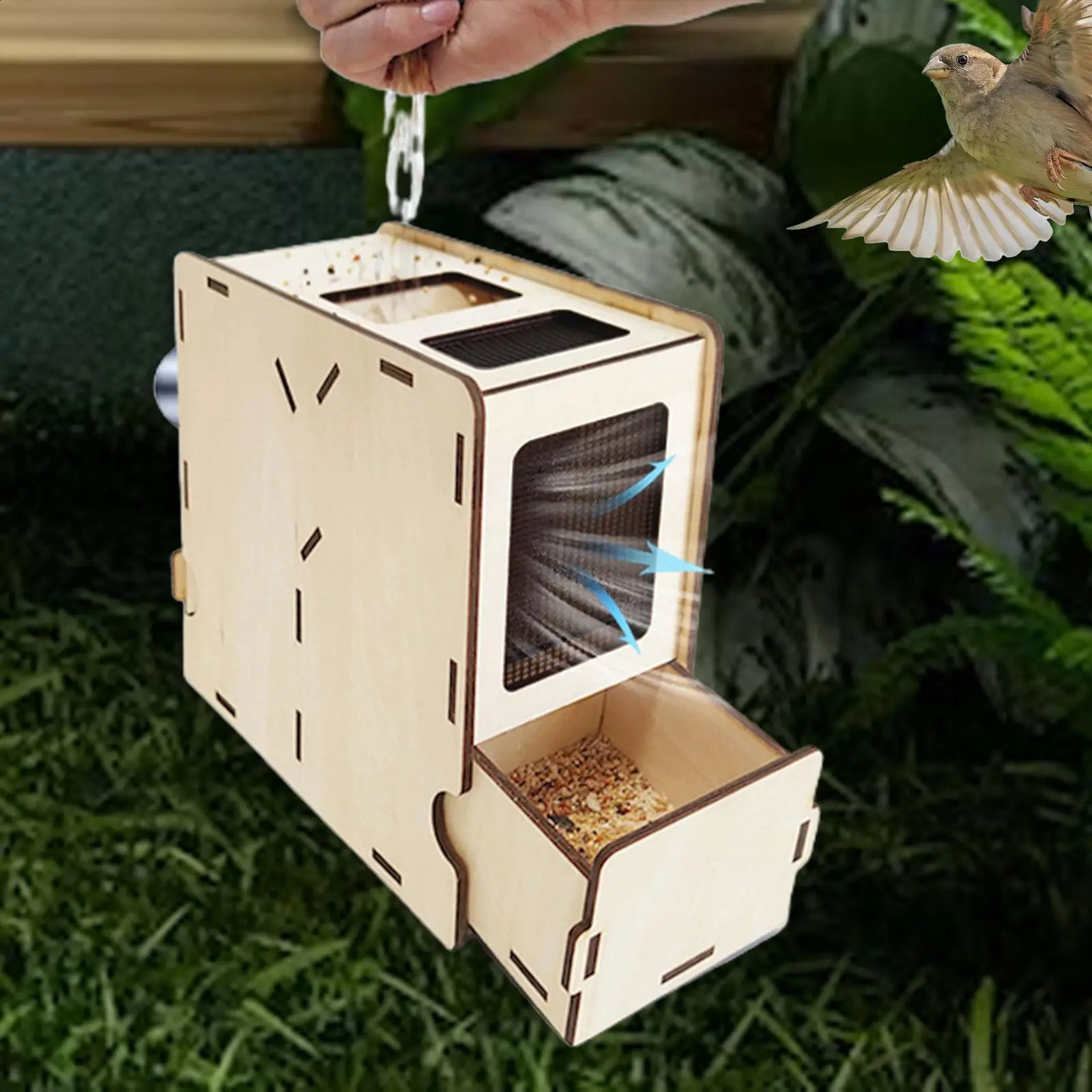 Bird Food Blowing Machine Grain Blown Shell Machine Splitter Separator DIY Wooden Assembly Box for Park Farm Shops Household 250121