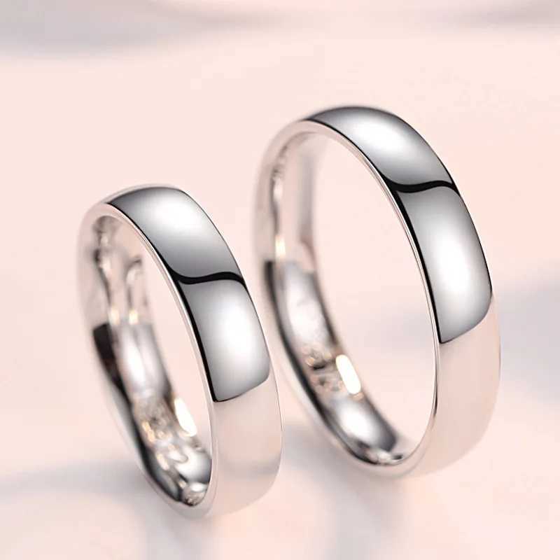 Trendy Ring Pure 100% 925 Sterling Silver Couple Ring Simple Smooth Wedding Band Jewelry Anniversary Gift for Lovers Women Men W250207