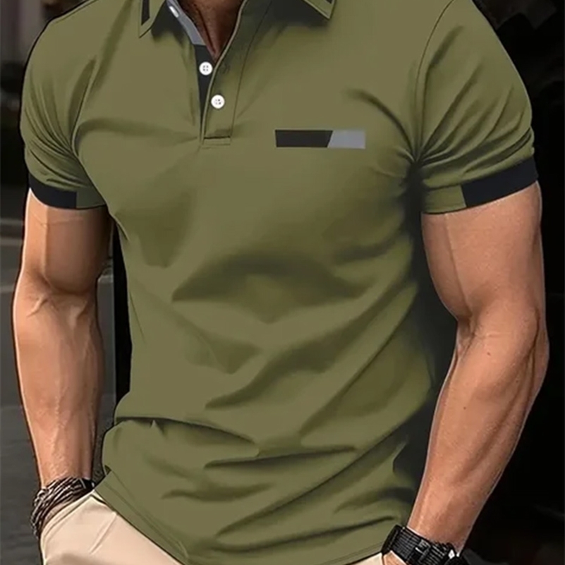 Mens Short Sleeve Polo Shirt Summer Casual Lapel Sports men polos Gift For Men EUROPEAN Measurement 250206
