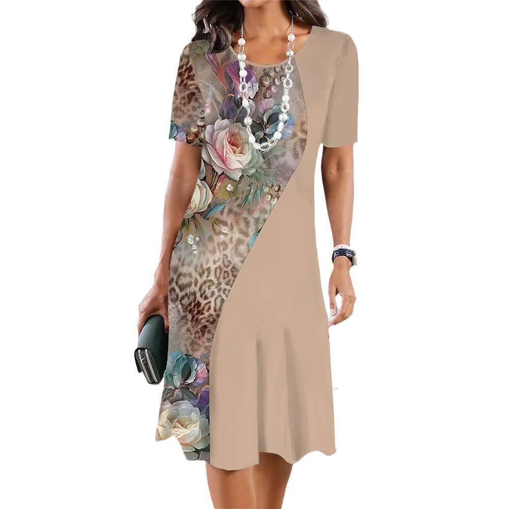 Hot selg wer 3D digital printing fashionable loose women's plus size round neck dress 2024 new casual fashion trend clothing