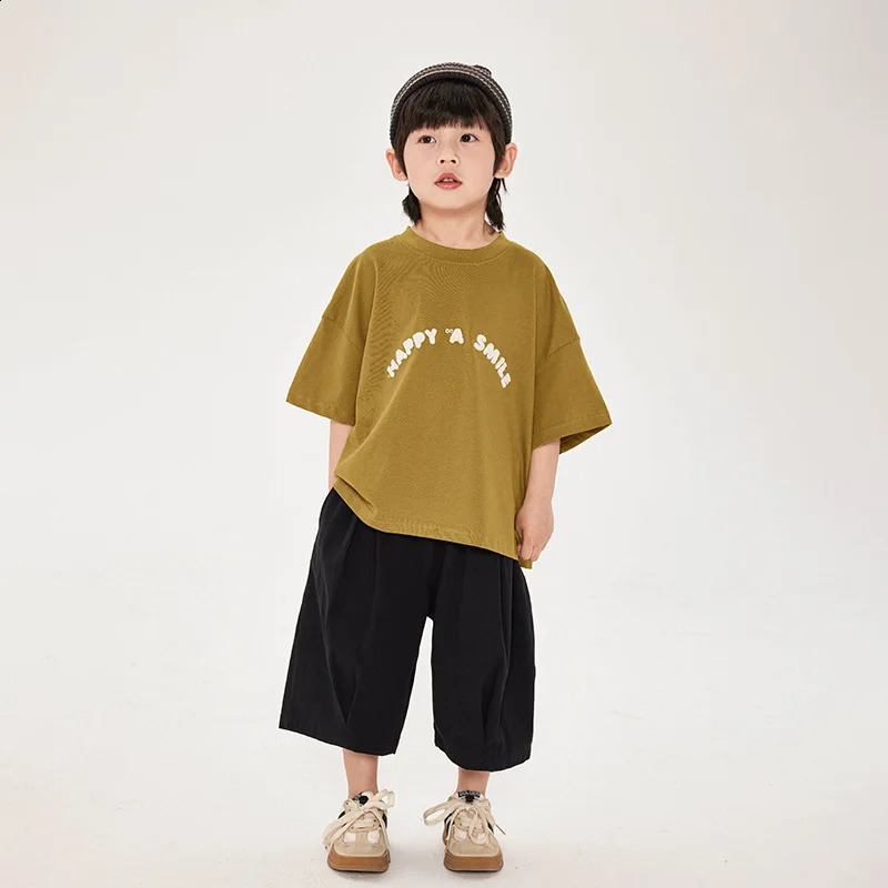 Boys summer short sleeve T-shirts Kids cotton loose casual Tees Korean style Tops 250207