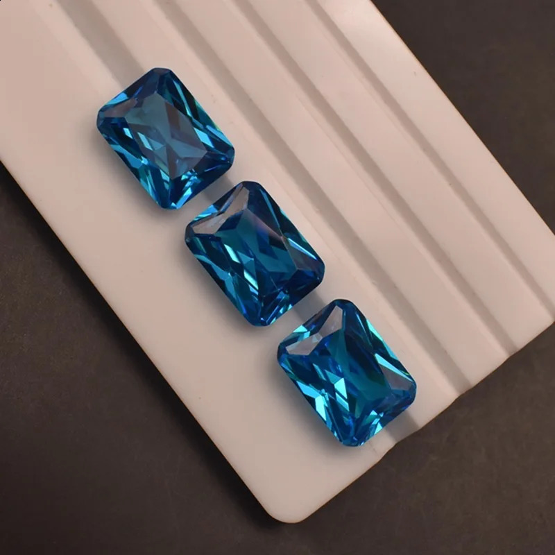 Sea Blue Sapphire Natural Mined Rectangle Cut 12x16mm 12.5Cts Sri-Lanka VVS Loose Gemstone DIY Jewelry250122