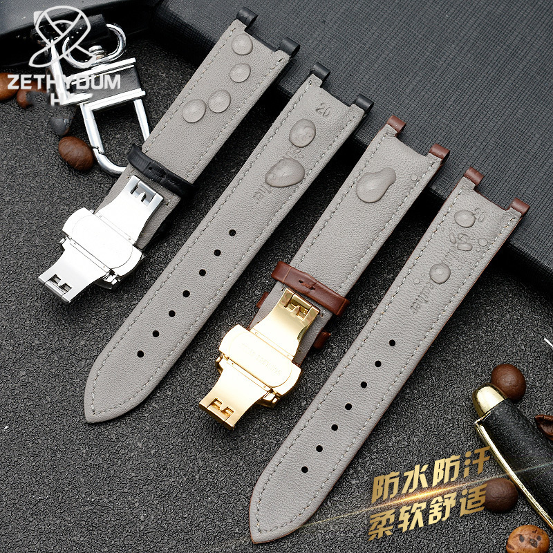 Genuine Leather Watchband for GC 22*1m 20*11mm Notched Strap Withstainless Steel Butterfly Buckle Men and women watch belt 250121