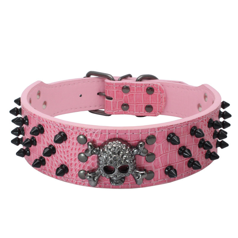 Black Gold Tie Nail Dog Collar Skull Rivet Pet Collar Anti Bite Dog Spiked Studded Large Chain Traction