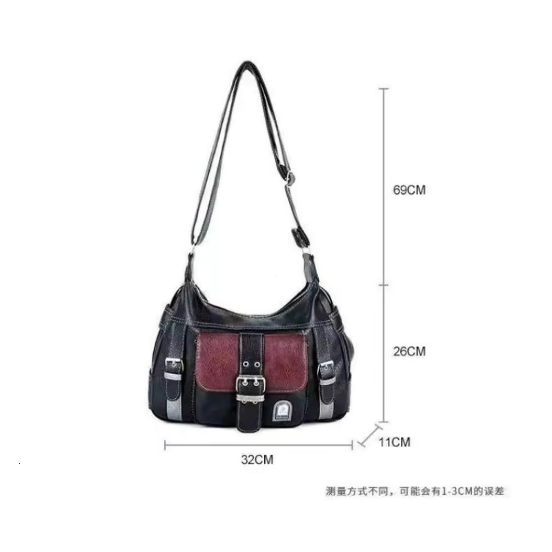 Y2k Vintage Crossbody Women's Tote High Quality PU Leather Shoulder Hip Hop Messenger Bag Female Large Handbag Commuter PU Preppy Style