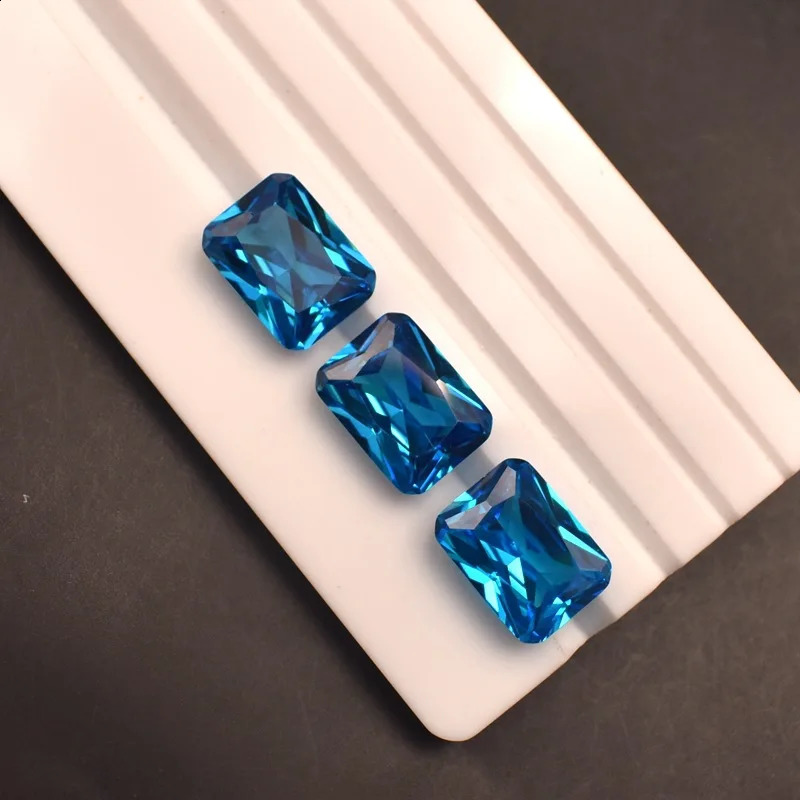 Sea Blue Sapphire Natural Mined Rectangle Cut 12x16mm 12.5Cts Sri-Lanka VVS Loose Gemstone DIY Jewelry250122