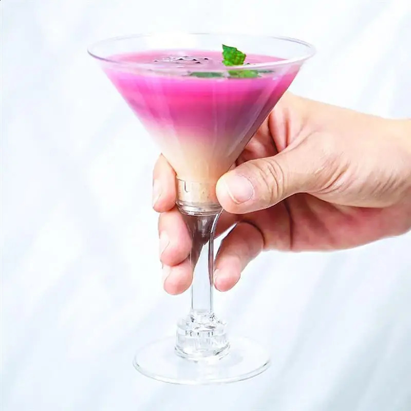 20Pcs Transparent Decorative Cups Clear Plastic Martini Glasses Disposable Whiskey Cocktail for Party Bars 250206