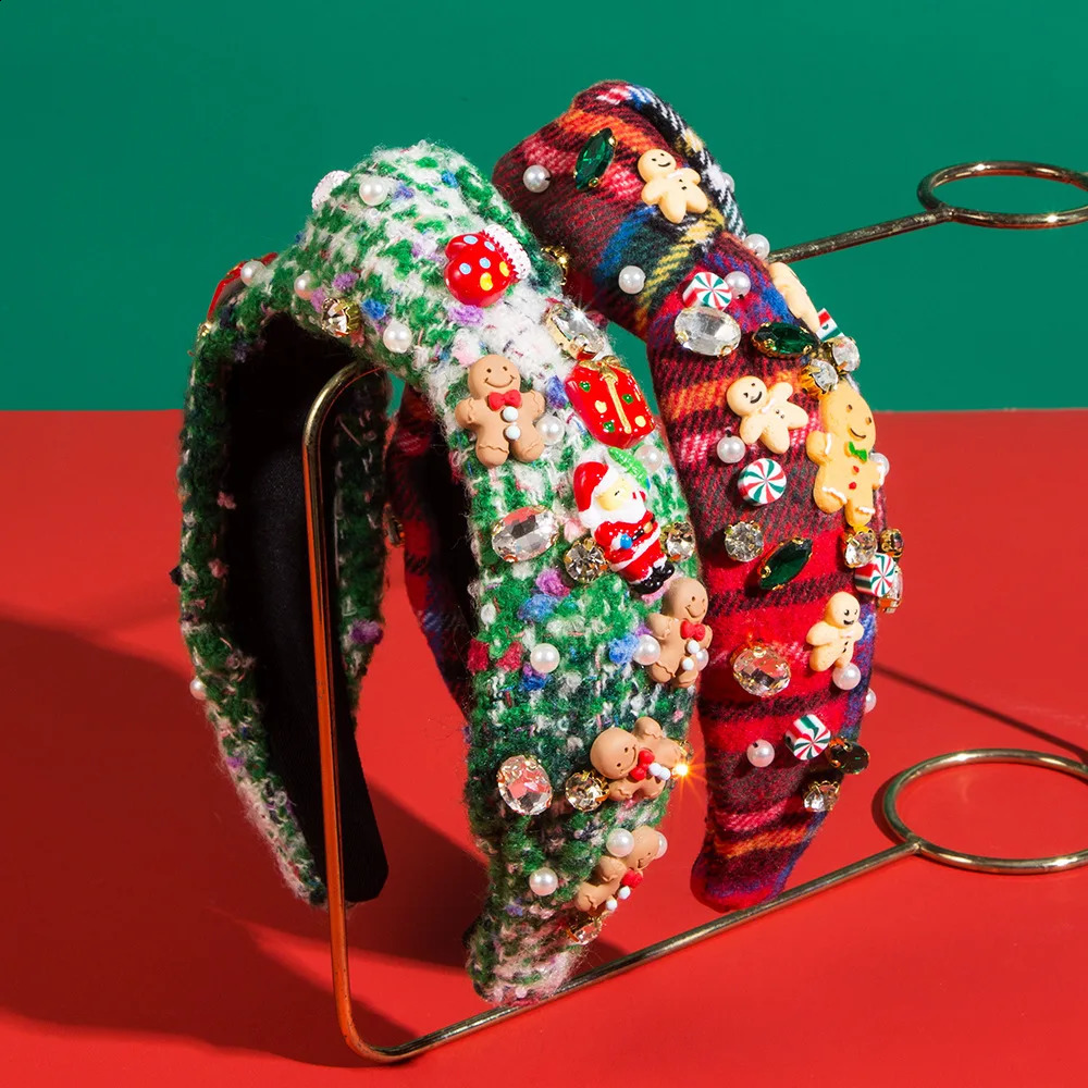 in Europe and America Christmas Gingerbread Man Headband Trend Santa Claus Knotted Hair Accessories 250207