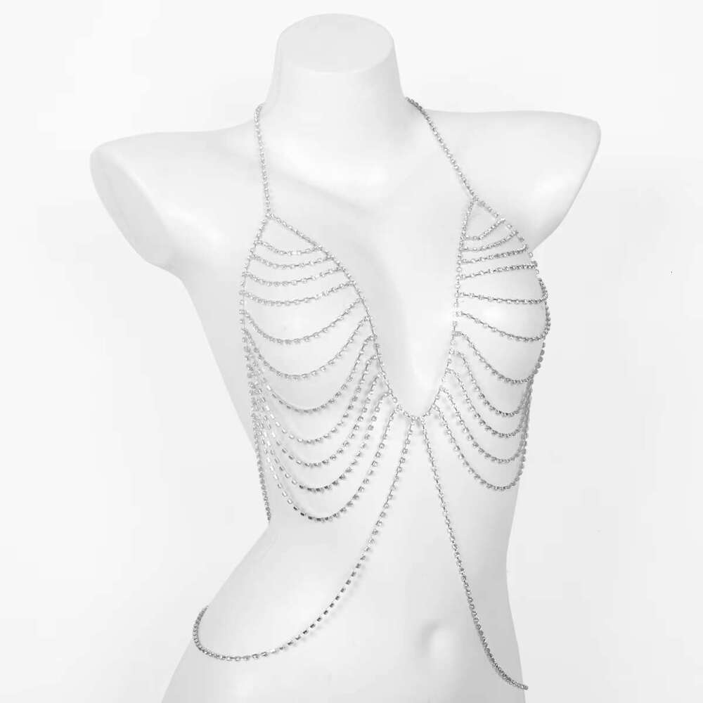2024 New Trend Hanging Neck Stripe Rhie Chest Nightclub Women's Body Chain Jewelry