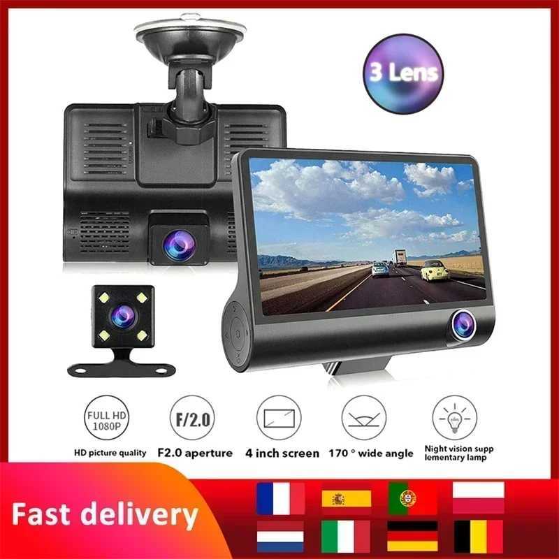 Car DVRs 3 Lens Dash Cam 4 Inch Screen Full HD 1080P Car DVR Night Vision Dual Lens Car DVR Cameras With 170 Degree Rear View H250206