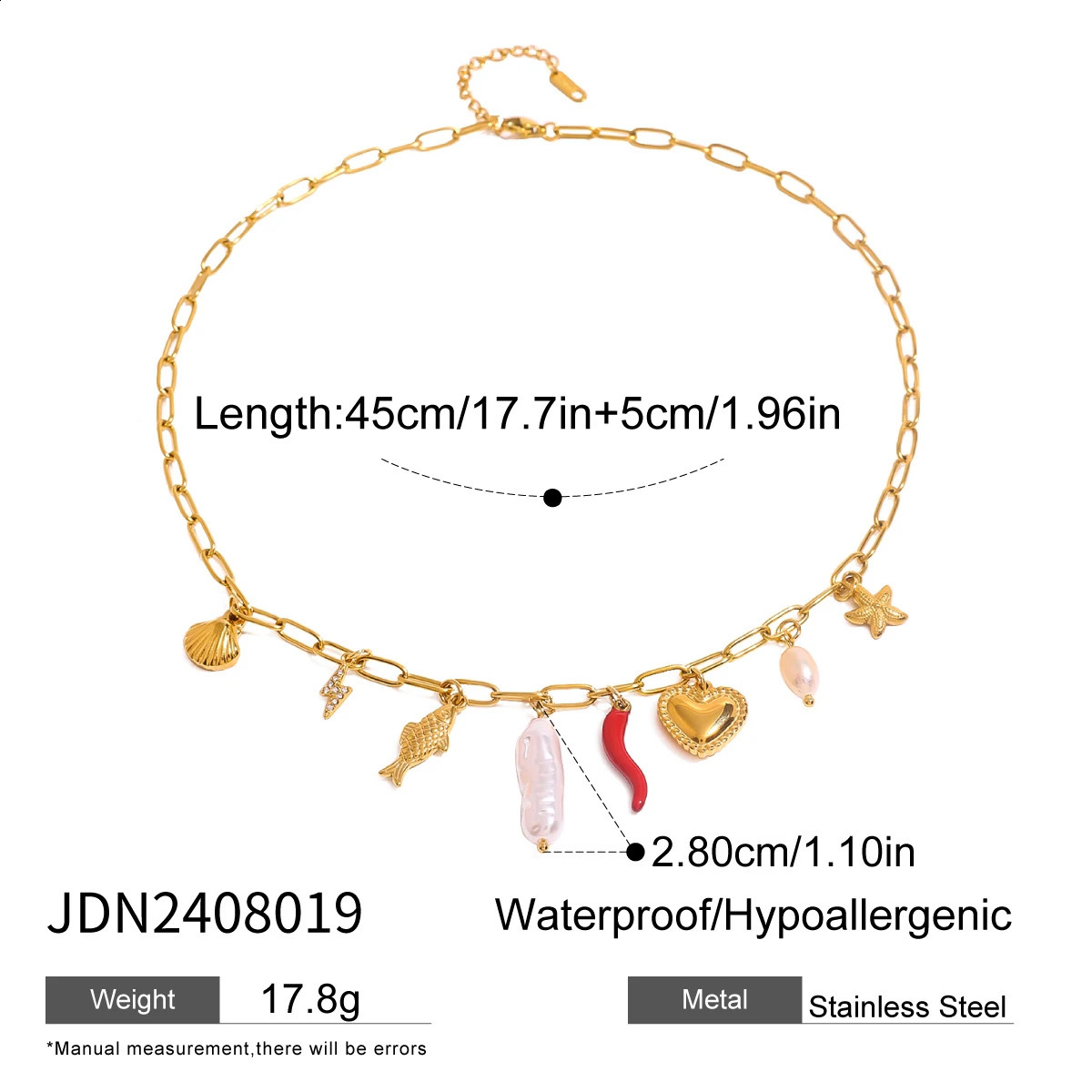 Uworld Creative 316l Stainless Steel Red Chili Heart Multi Charm Pendant Necklace Personalized Jewelry Attractive Women Accessor 250206 - view 7
