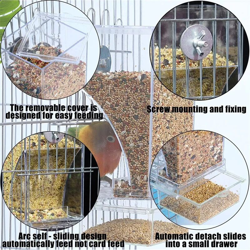 Parrot Bird FeederSpill-proof Automatic DispenserSplash-proof Outside FeederBird FeederTiger PeonyPhoenixBird Supplies 250121