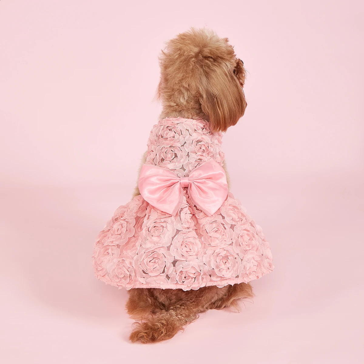 Dog Princess Dress Embroidered Flower Pet Pink Bowknot Princess Clothes Puppy Pet Spring Summer Dresses 250206