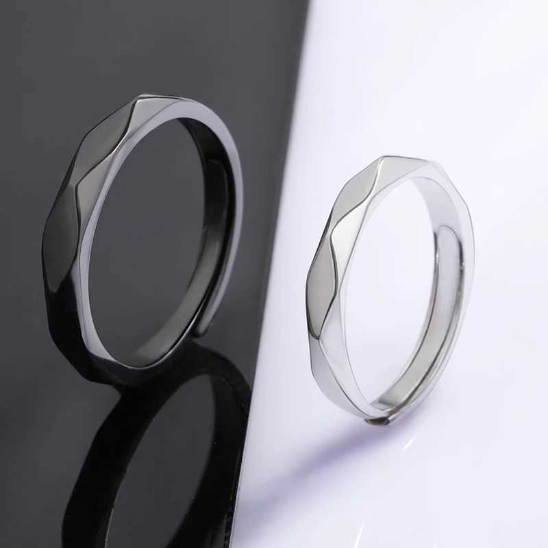 1Pair Simple Couple Rings For Women Men Rhombus Black Sliver Couple Goth Ring Luxury Opening Finger Ring Lovers Jewelry Gifts W250207