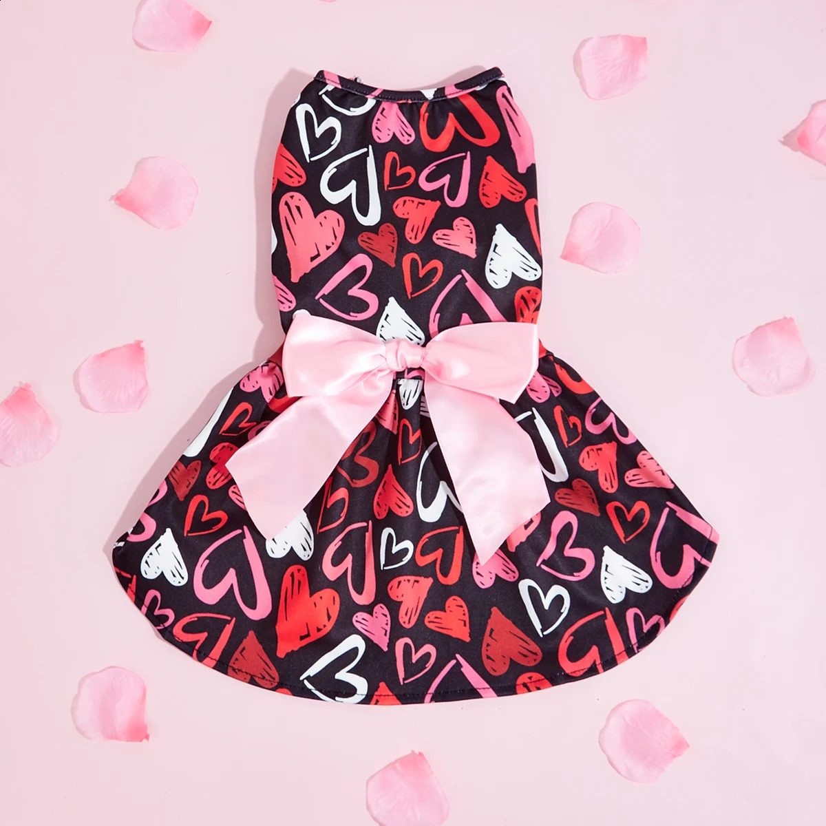 Dog Hearted Print Dress Spring Dog Clothes for Small Dogs Girl Valentines Puppy Princess Tutu Cute Dog Tulle Dresses Pet Party C 250206