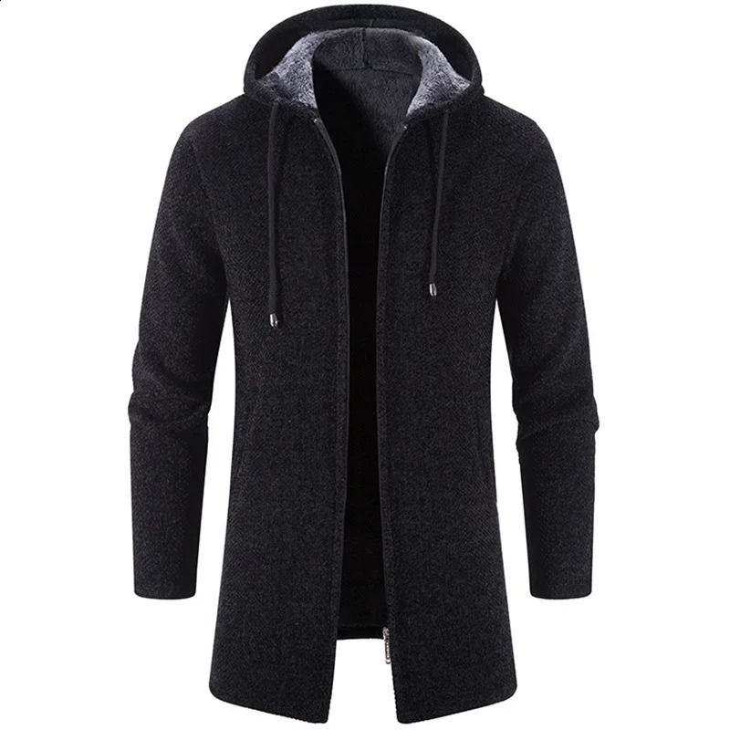 Mens Sweaters Coat Autumn Winter Warm Zipper Medium Long Cardigan Sweaters Man Casual Knitwear Sweatercoat mens clothes 250206