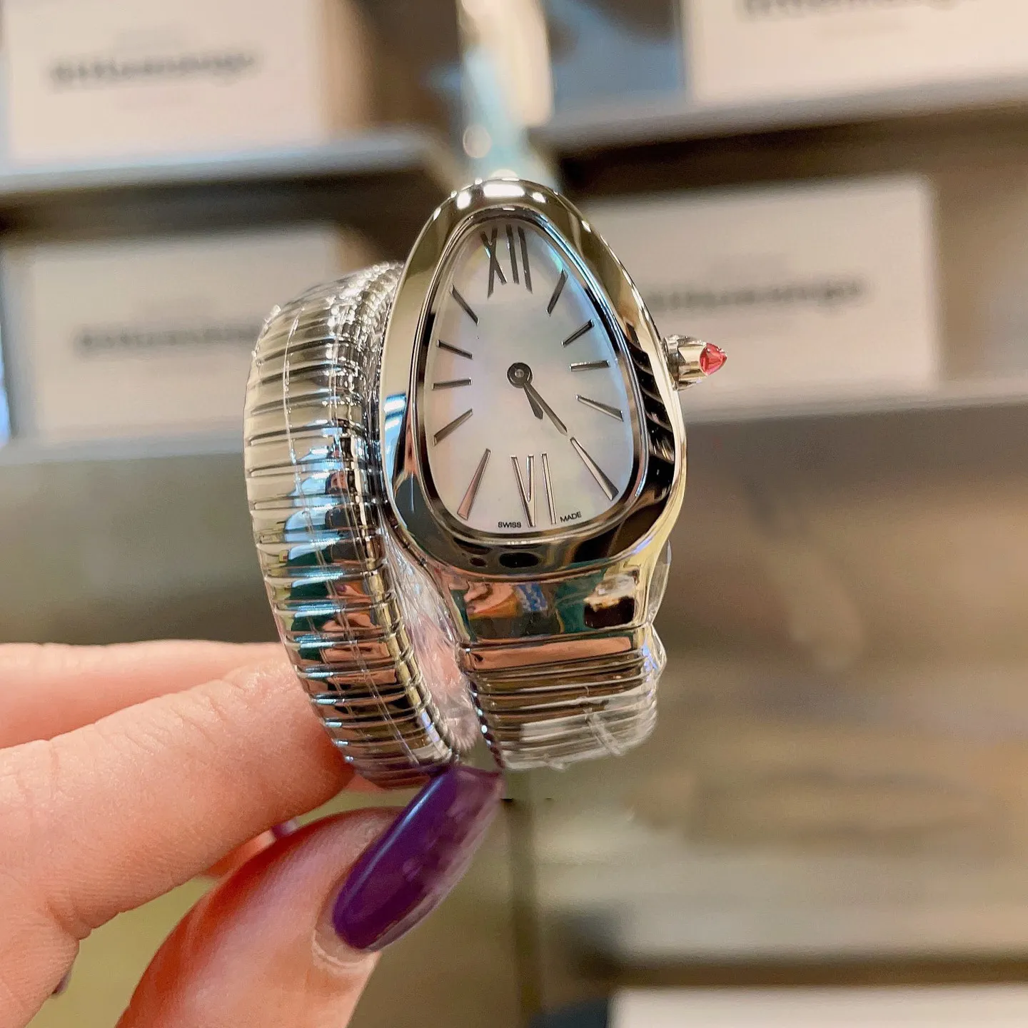 watch designer watches women watch quartz battery 904L stainless steel orologio waterproof sapphire glass diamonds snake with box