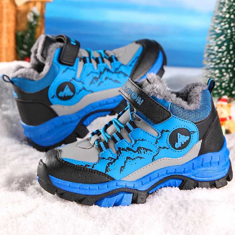 Childrens snow boots cotton warm Comf soft leather waterproof casual anti slip sports shoes W250207
