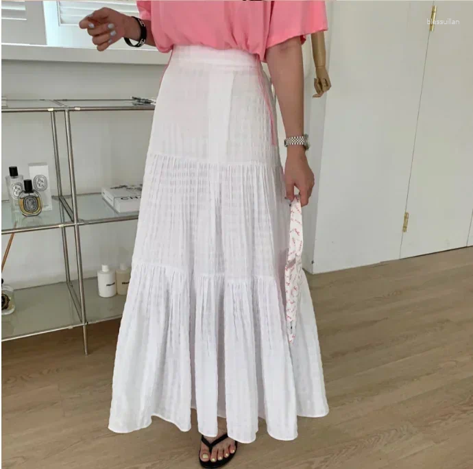 Signe Cottagecore Gingham Maxi Skirt For Women Stampato A Quadri Elastico In Vi…