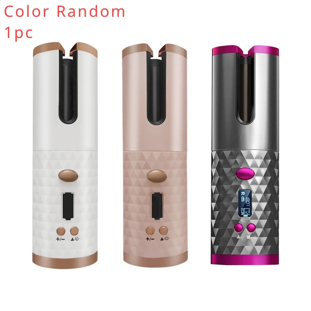 Cordless Automatic Rotating Hair Curler USB Rechargeable Curling Iron LED Display Temperature Adjustable styling tool 250206