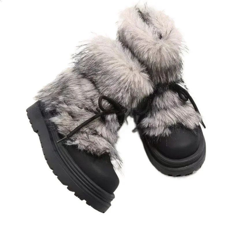 Winter Warm Platform Boots High Quality Women Slip-on Round Toe Snow Boots Casual Mid-Calf Boots Comfortable shoes for women 250122