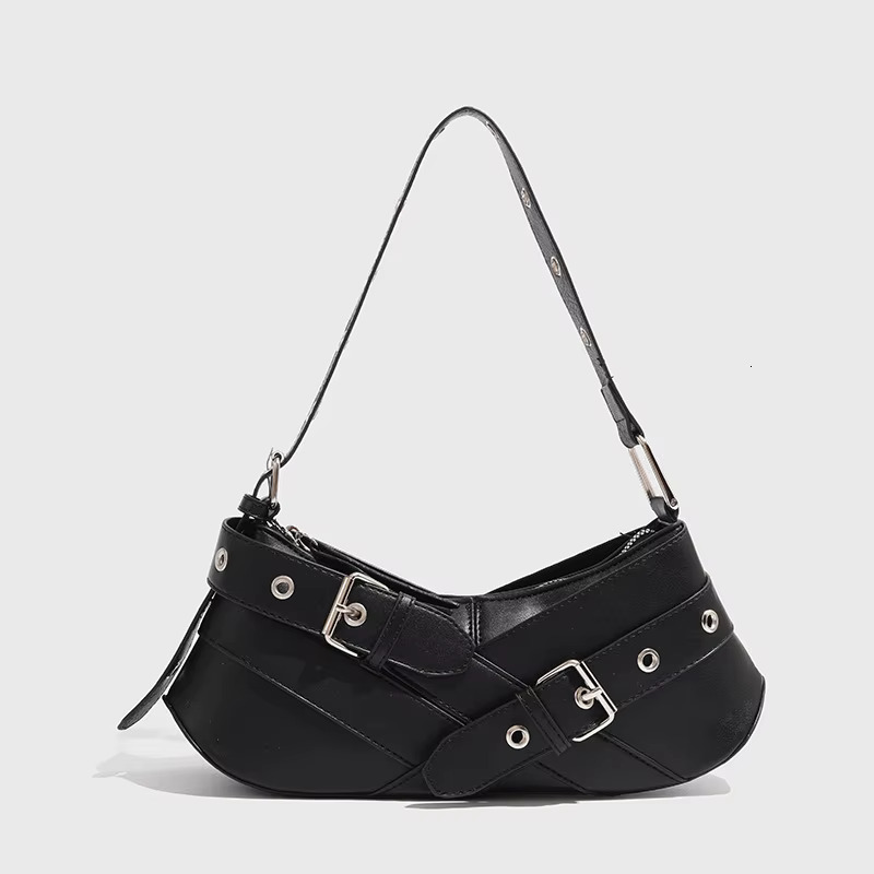 Vintage Belts Deco Women Shoulder Bags Designer Armpit Punk Motorcycle Bag Pu Leather Lady Handbag PU Casual