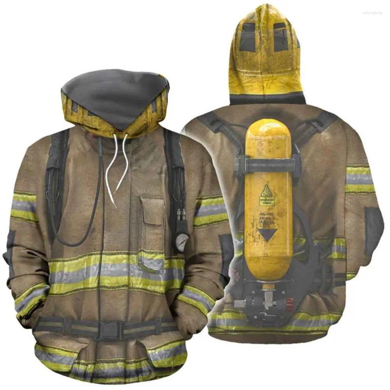 Graphic Hoodies Men Firefighter 3D Print Hoodie Unisex Pullover Sweatshirt Haruku Style Tops