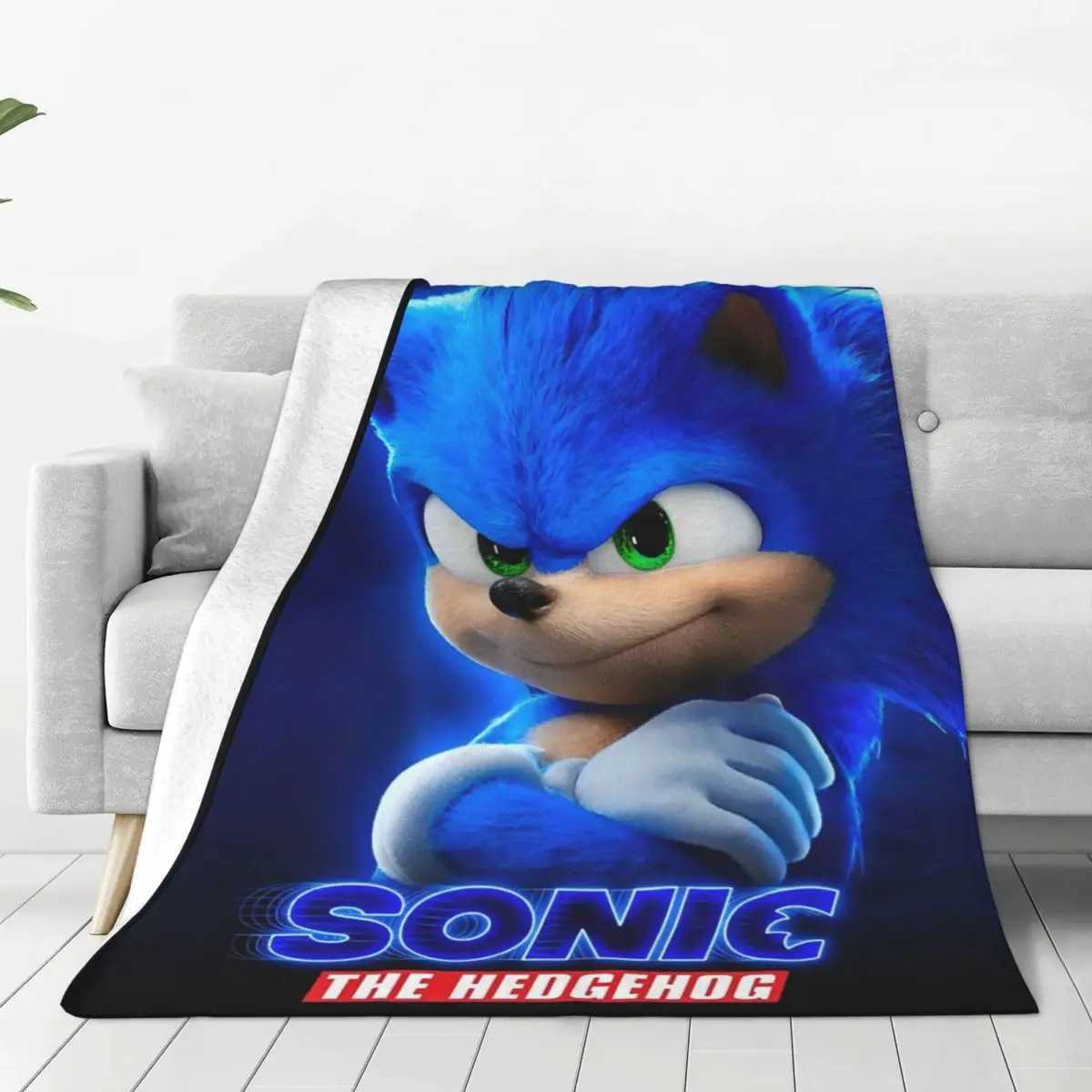 S-Sonic Retro Game Cartoon Warm Blanket Camping Plush Throw Blanket Funny Bedro Flannel Bedspread Sofa Bed Cover Z250207
