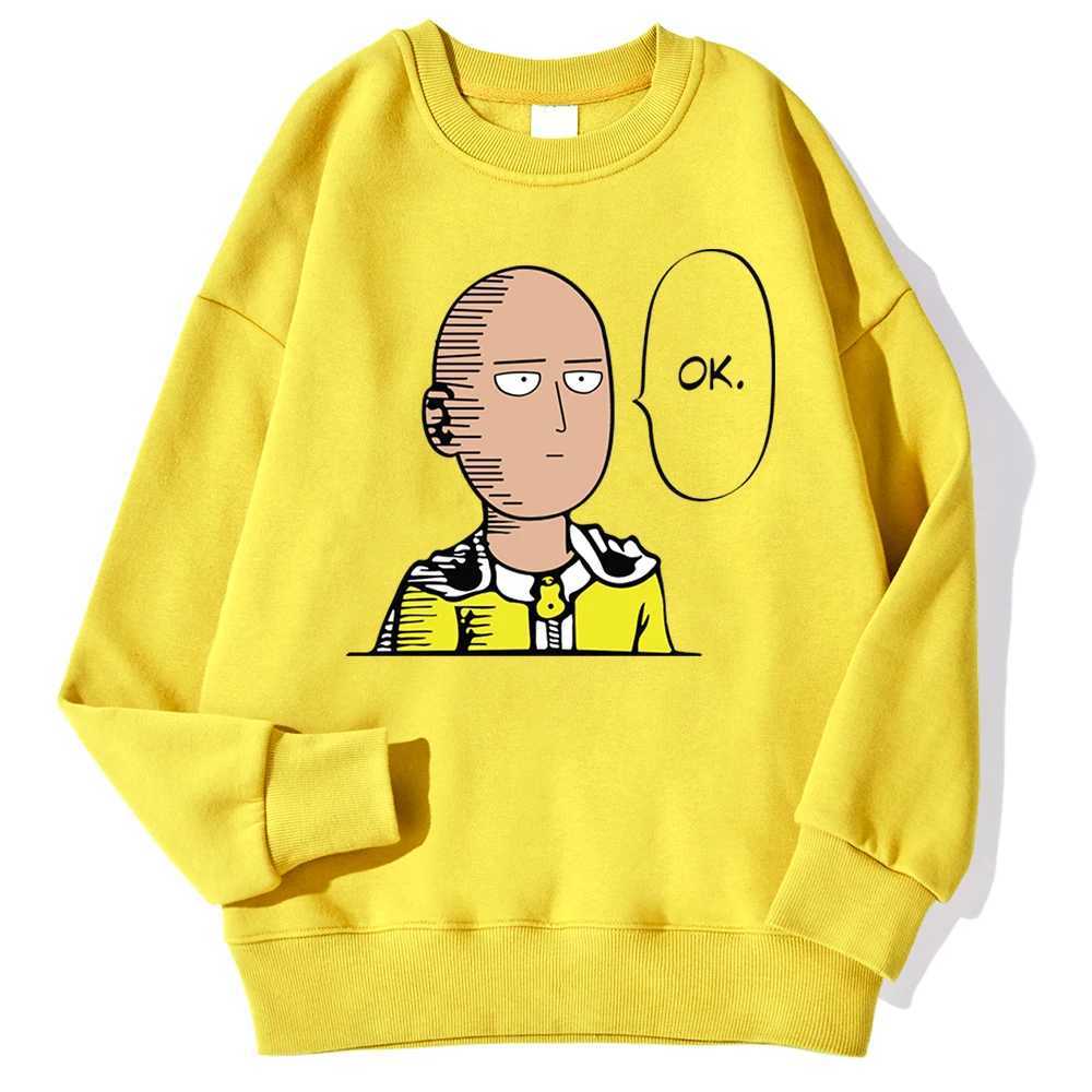 One Punch Mans Ok Printed Men Pullover Casual Comfortable Warm Hooded Street Fashion Sweatshirts Autumn Fleece Streetwear W250207