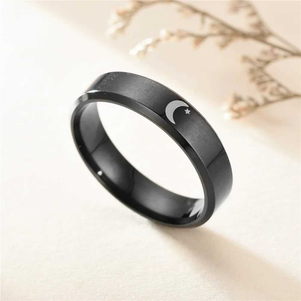 Trendy Sun Moon Couple Rings For Women Men Teens Stainless Steel Paired Couple Ring Party Wedding Fashion Jewelry Gifts W250207
