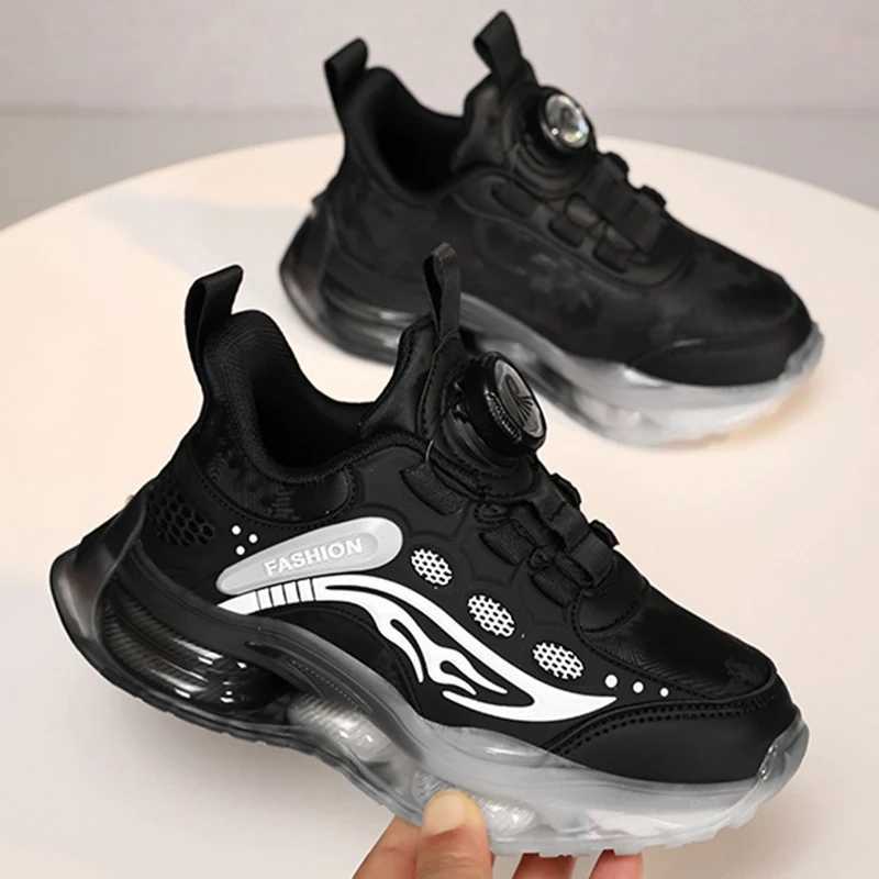 Childrens tennis shoes autumn new waterproof leather casual lightweight rotating buckle breathable running shoes W250207