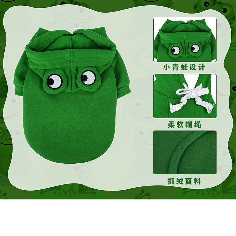 Pet Dog Hoodie-Dog Basic Sweater Coat Cute Frog Shape Warm Winter Jacket Cat Cold Weather Clothes Outfit Outerwear Dog Halloween 250206