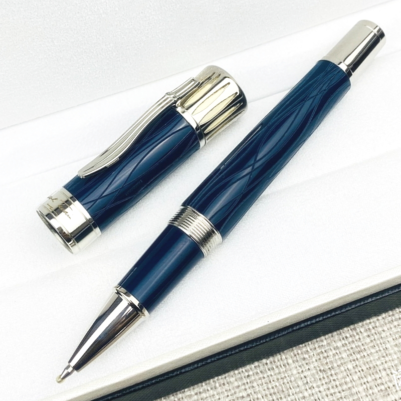 Limited Edition Mark Twain Rollerball Pen High Quality Writing Ballpoint Pens Black Blue Wine Red Resin Engrave Texture Office School Supplies 0068/8000