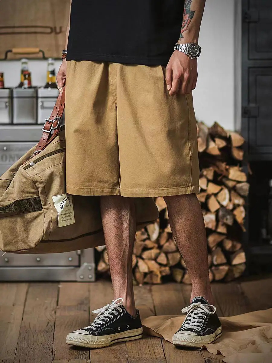 Vintage Gurkha Shorts Men Safari Style High Waist Buckle Button Knee Length Naples Pants Summer Casual Loose Shorts High Quality 250206
