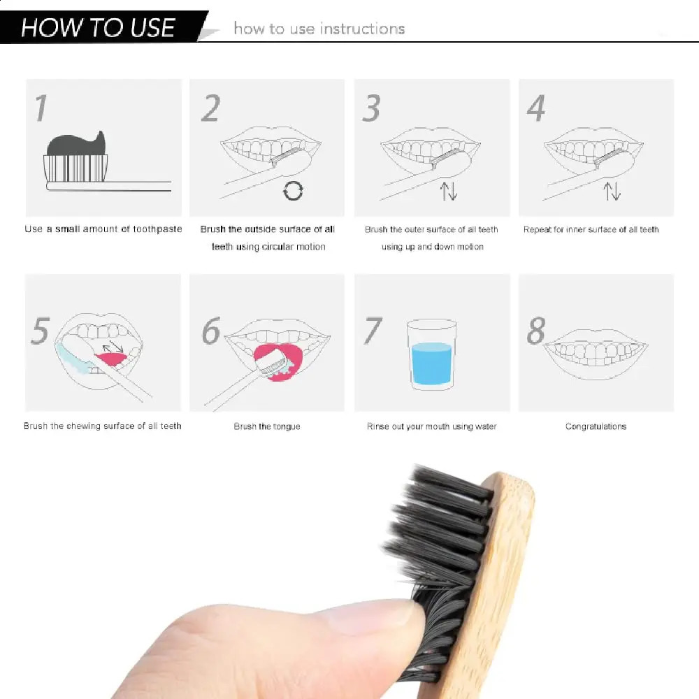 10/30/50 Pack Natural Bamboo Toothbrushes eco friendly Family el Charcoal Bamboo Wood Teethbrush for Adults Kids Child 250206