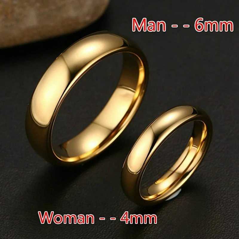 Fashion Simple Gold Plated Glossy Ring for Women Men Classic Couple Banquet Exquisite Wedding Party Jewelry W250207