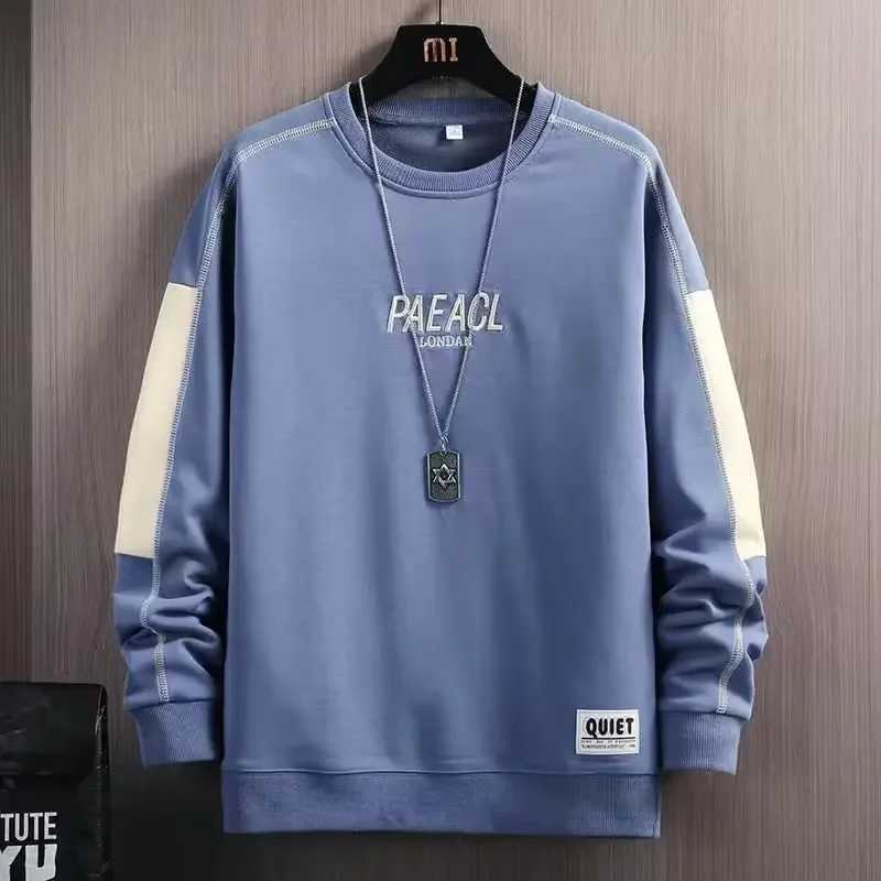 New mens round neck sportswear fashionable Korean long sleeved youth printed top casual loose fit hooded sweatshirt W250207