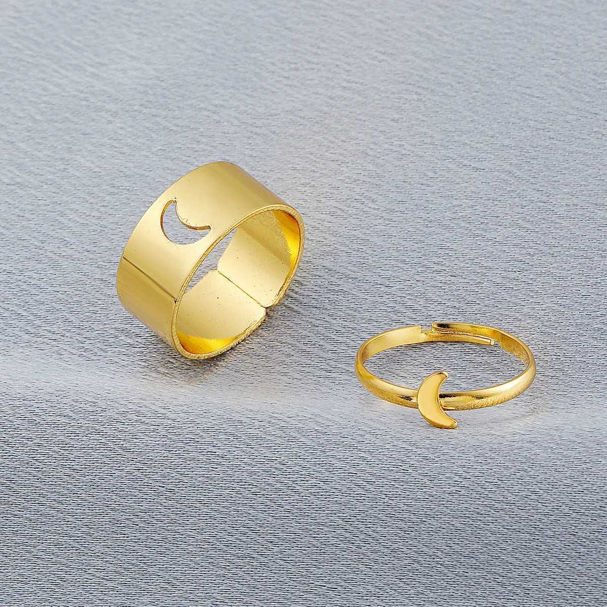 2pcs Silver Color Fashion Star Moon Heart Dinosaur Open Rings for Women Men Lover Couple Engagement Wedding Jewelry W250207