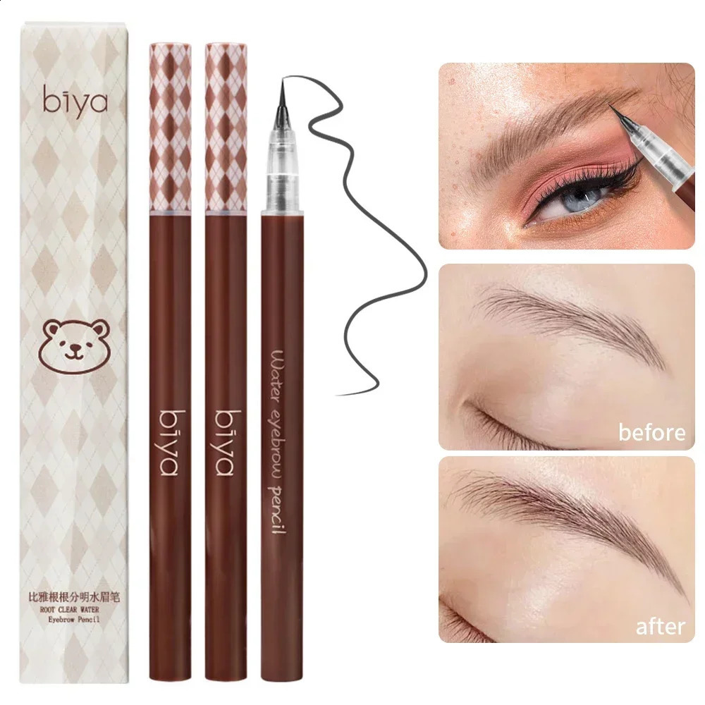 Ultra-fine Eyebrow Pencil Long Lasting Black Brown Waterproof Non-smudge Colorfast Natural Wooden Eye Brow Enhancer Pen Cosmetic 250206