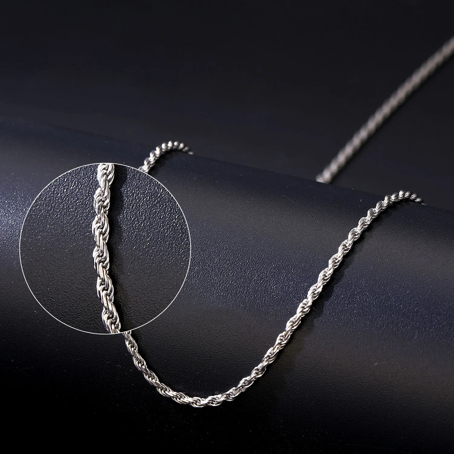 U7 Solid 925 Sterling Silver Chain Necklace for Men Women Twised Rope Italian Figaro Cuban Curb Chains Stackable Unisex Jewelry 250120