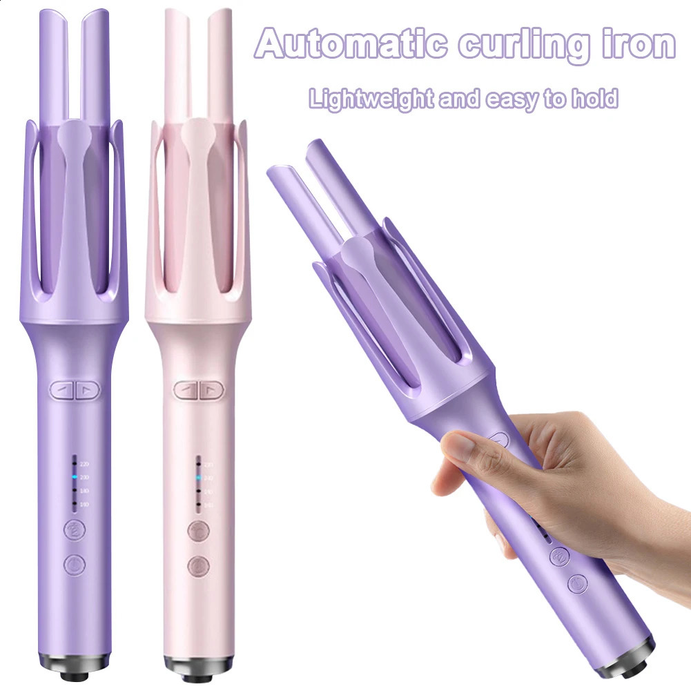 Automatic Curling Iron Rotating Curling Wand Scald Negative Ion Curler 4 Temperature Setting Fast Heating for Home Travel 250206